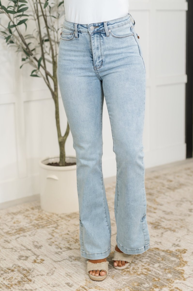 Alexis High Rise Control Top Slit Hem Slim Bootcut Jeans