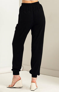 Anytime Black Linen Drawstring Jogger Pants - Minnie's Treasure Boutique