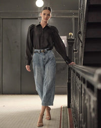 Baggy Center Seam Cropped Jeans