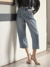 Baggy Center Seam Cropped Jeans