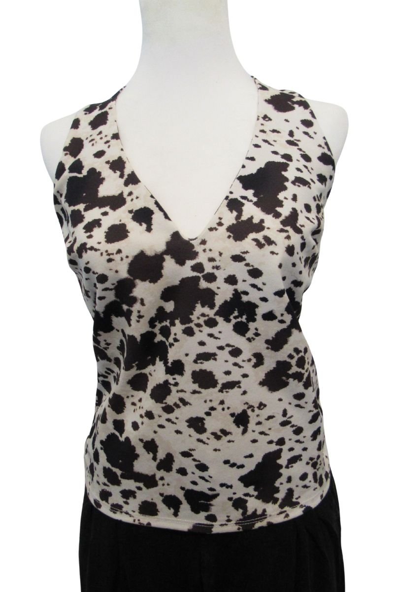Black/Cream Cow Print Halter top