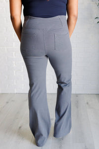 Building Habits Twill Flared Crossover Waist Pant in Titanium - Minnie's Treasure Boutique