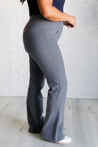 Building Habits Twill Flared Crossover Waist Pant in Titanium - Minnie's Treasure Boutique