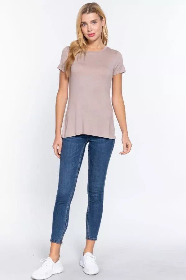 Crew Neck Cotton Spandex Jersey Top - Minnie's Treasure Boutique