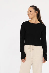 Day To Night Ribbed Crew Neck Top In Black - Minnie's Treasure Boutique
