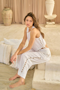 Diamond Cut Linen Crop Top