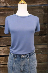 Eliza Cotton Jersey Tee, Sky Blue