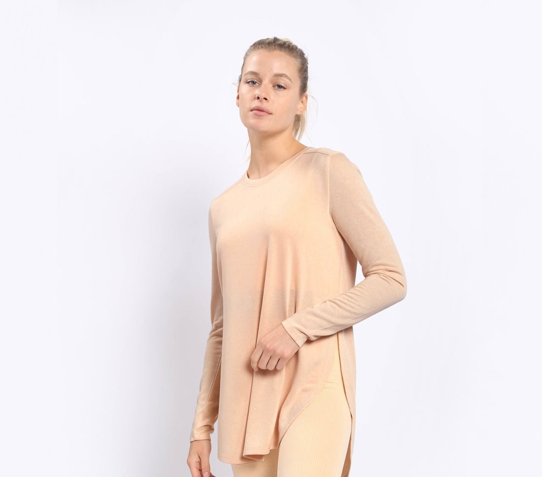 Harmony Long Sleeve Flowy Top With Side Slit