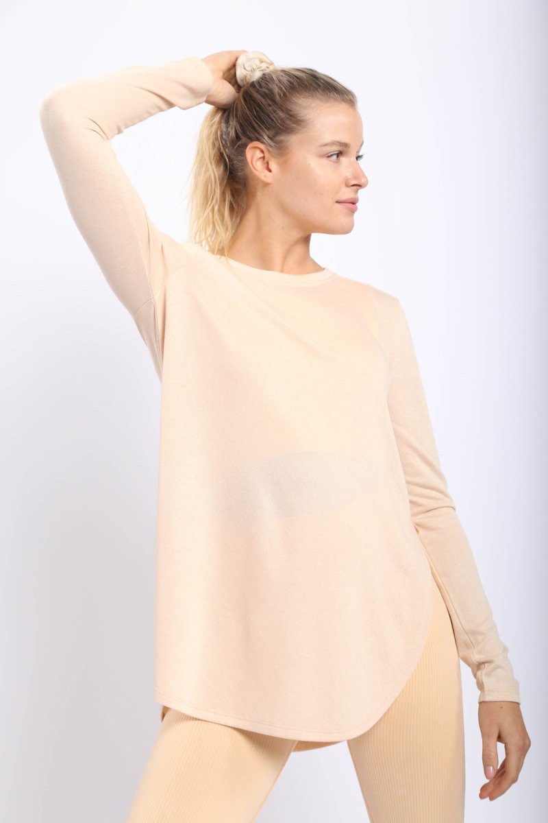 Harmony Long Sleeve Flowy Top With Side Slit