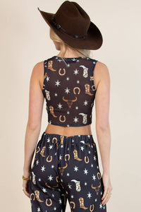 Lucky Cowgirl Mesh Top - Minnie's Treasure Boutique