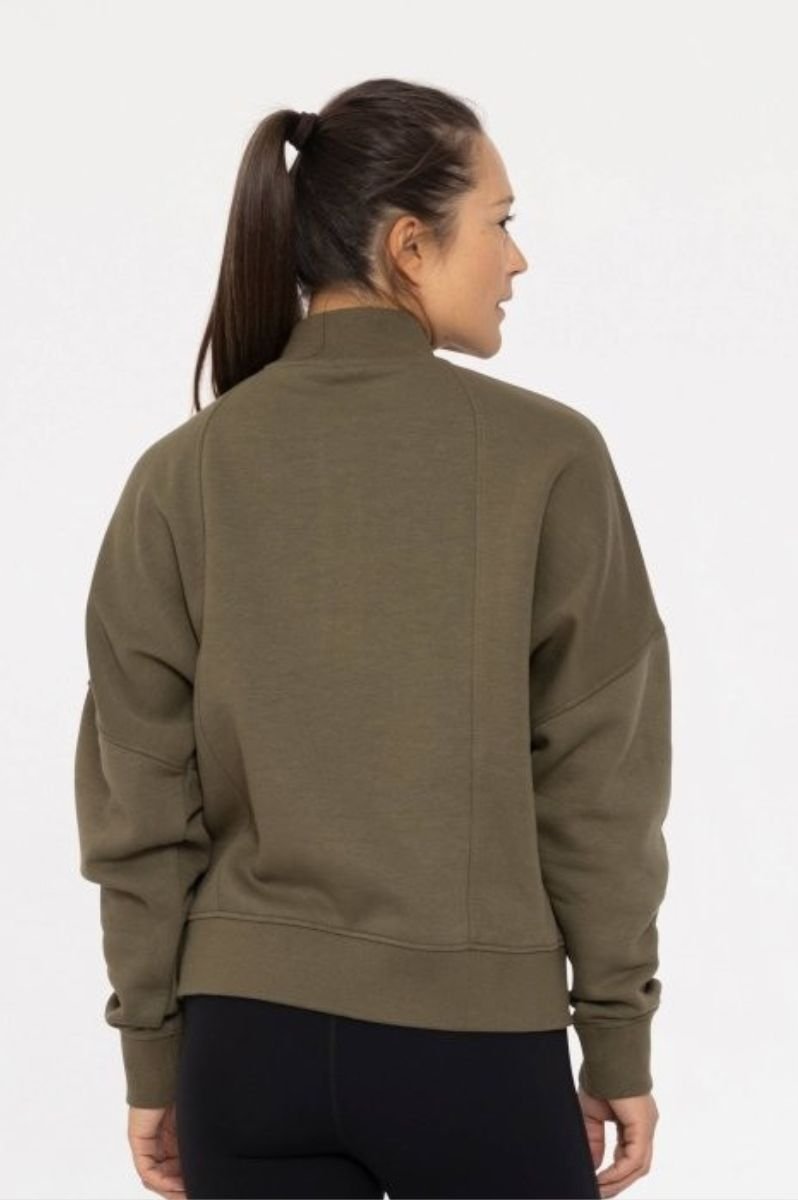 Olive Seam Quarter Zip Pullover
