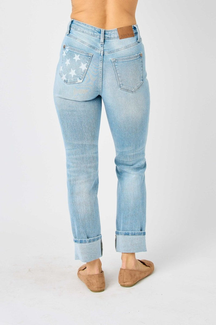 Sam Mid Rise Star Pocket Boyfriend Jeans