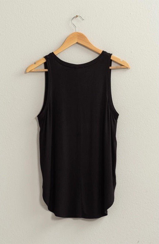 Simpler Times V - Neck Tank in Black