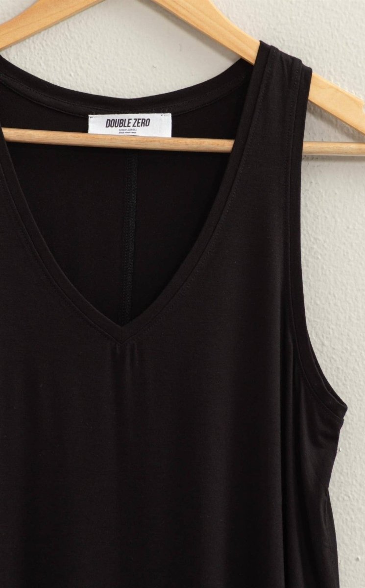 Simpler Times V - Neck Tank in Black