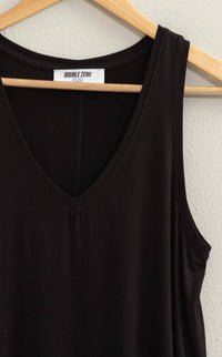 Simpler Times V - Neck Tank in Black