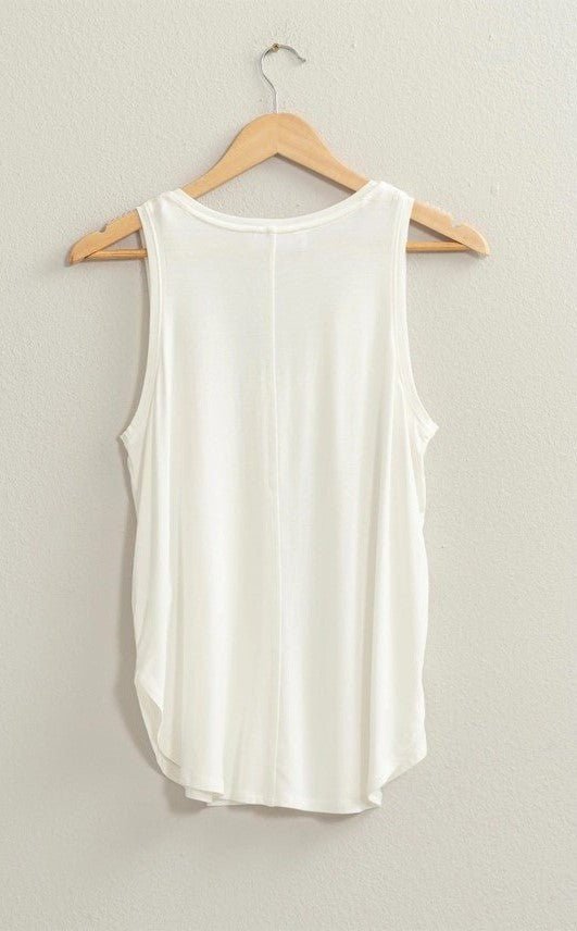 Simpler Times V - Neck Tank in Off White