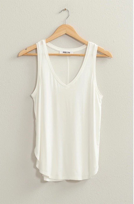 Simpler Times V - Neck Tank in Off White