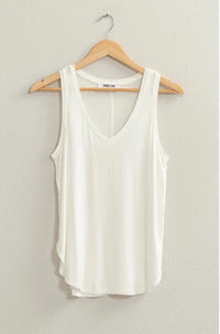 Simpler Times V - Neck Tank in Off White