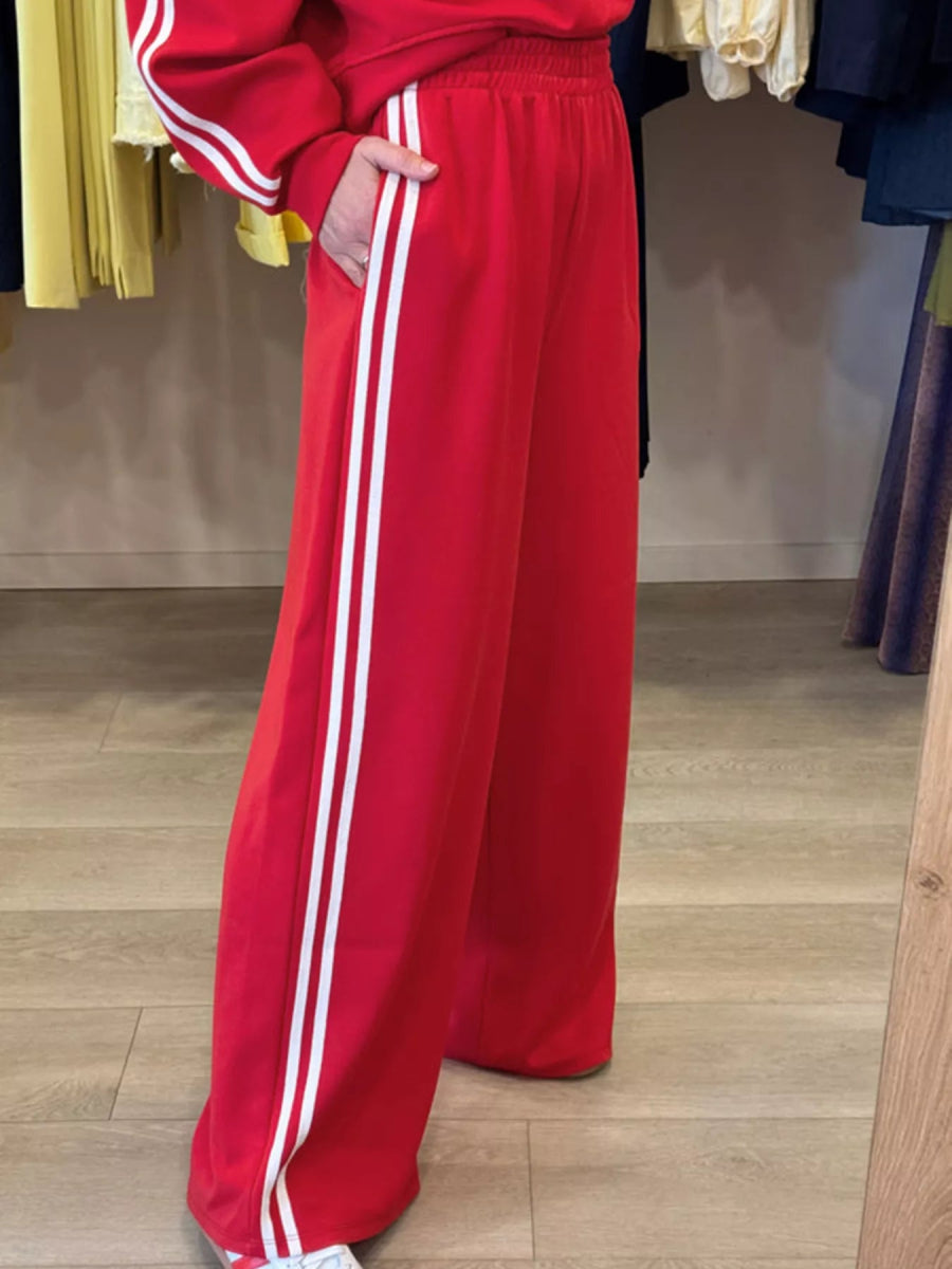 Striped Detail Crewneck Top and Elastic Sweatpants - Three Colors