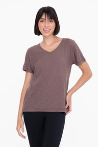 Venice V - Neck Tee In Deep Taupe - Minnie's Treasure Boutique