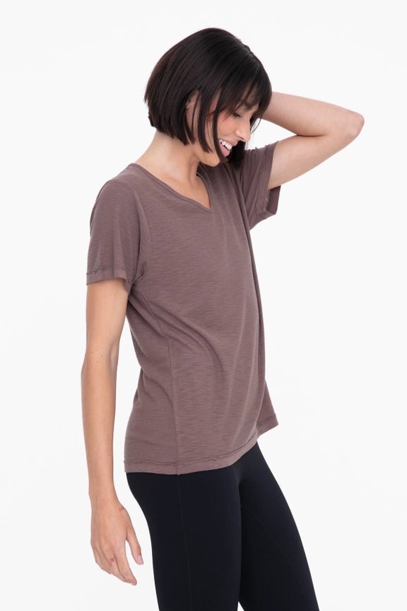 Venice V - Neck Tee In Deep Taupe - Minnie's Treasure Boutique
