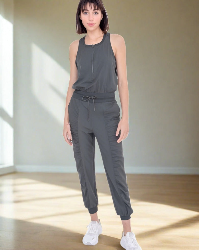 Mono B Half Zip Active Jumpsuit - Minnie's Treasure Boutique