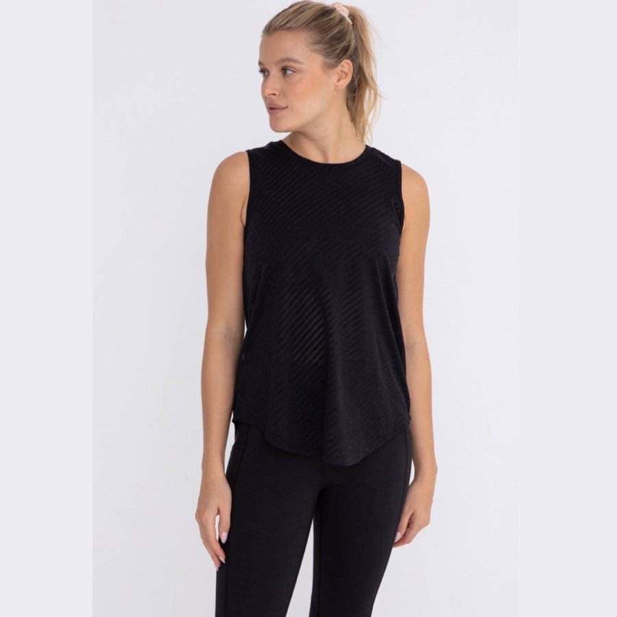 Striped Mesh Active Tank with Cut - Out Back - Minnie's Treasure Boutique