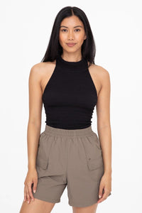 Slimming Halter Crop Top In Black - Minnie's Treasure Boutique