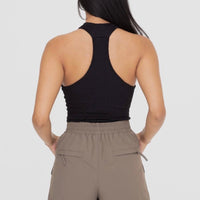 Slimming Halter Crop Top In Black - Minnie's Treasure Boutique