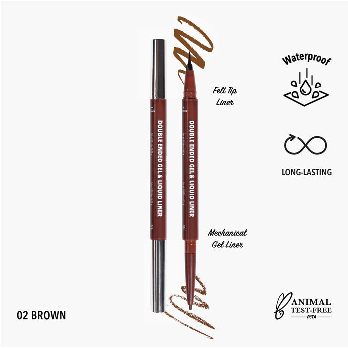 Moira Cosmetics Double Ended Gel & Liquid Liner 002, Brown