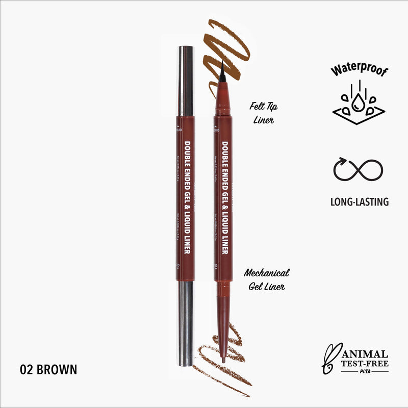 Moira Cosmetics Double Ended Gel & Liquid Liner 002, Brown