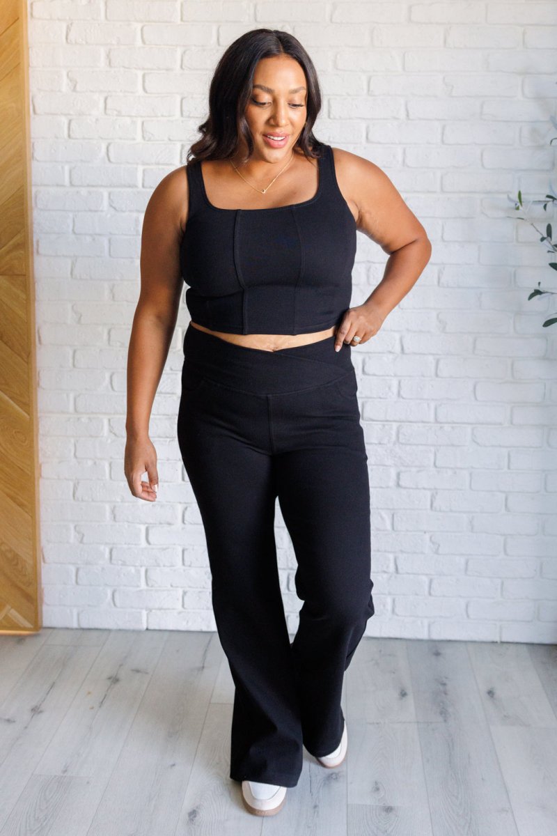 About the Balance Twill Square Neck Crop Top in Black