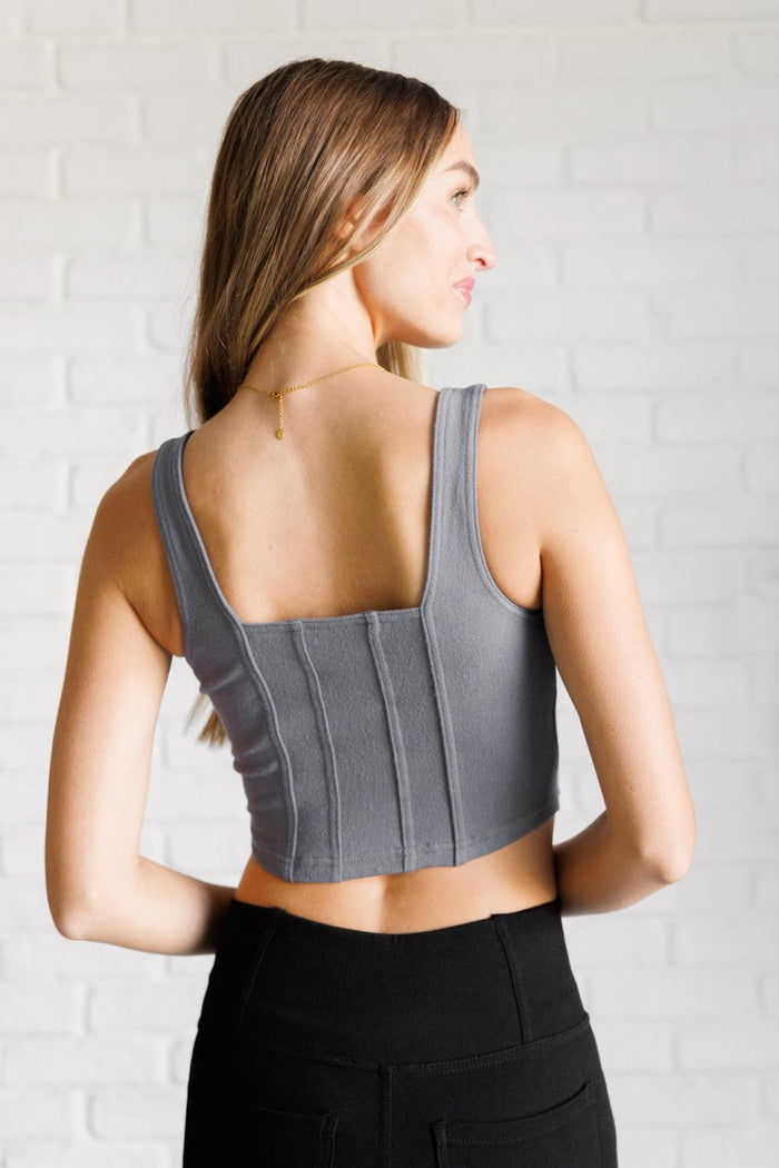 About the Balance Twill Square Neck Crop Top in Titanium