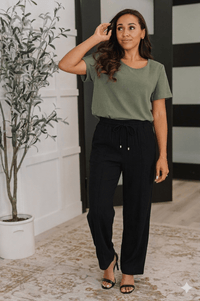 After Work Linen Blend Black Pants