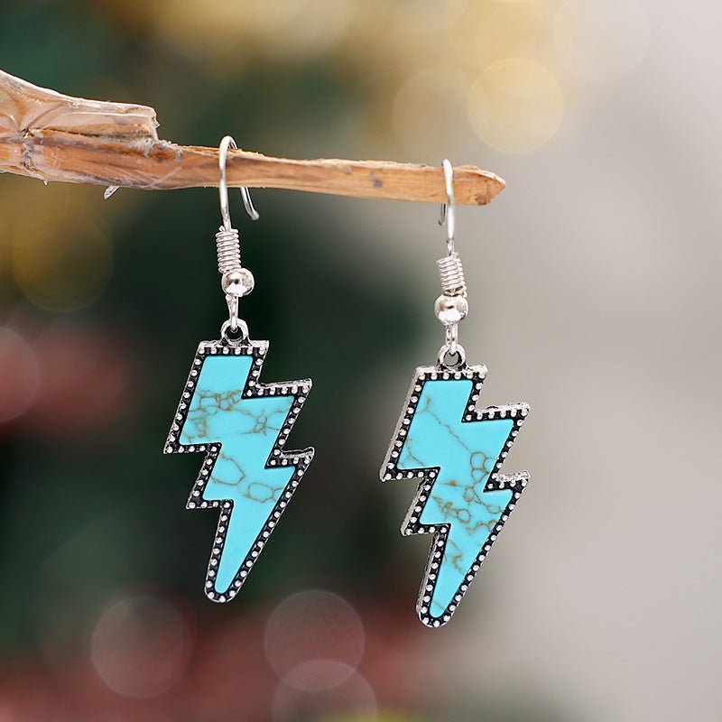 Artificial Turquoise Lightning Dangle EarringsMinnie's Treasure Boutique