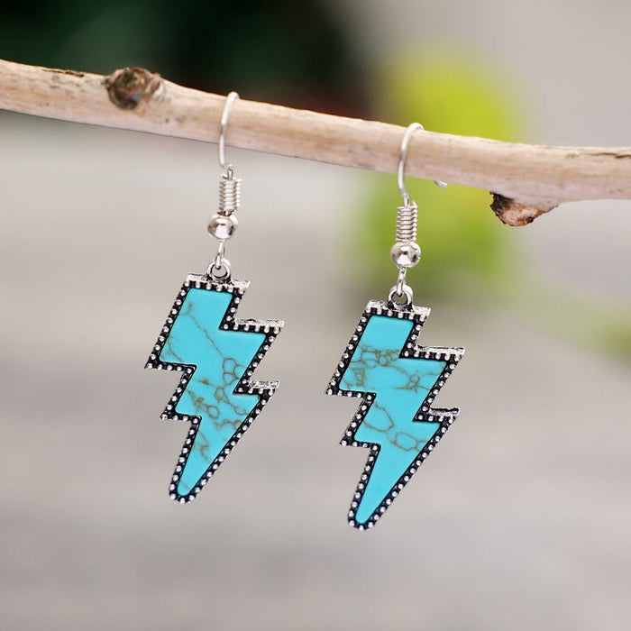 Artificial Turquoise Lightning Dangle EarringsMinnie's Treasure Boutique