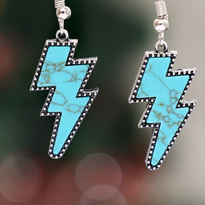 Artificial Turquoise Lightning Dangle EarringsMinnie's Treasure Boutique