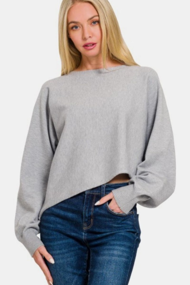 Asymmetric Hem Long Sleeve Sweater