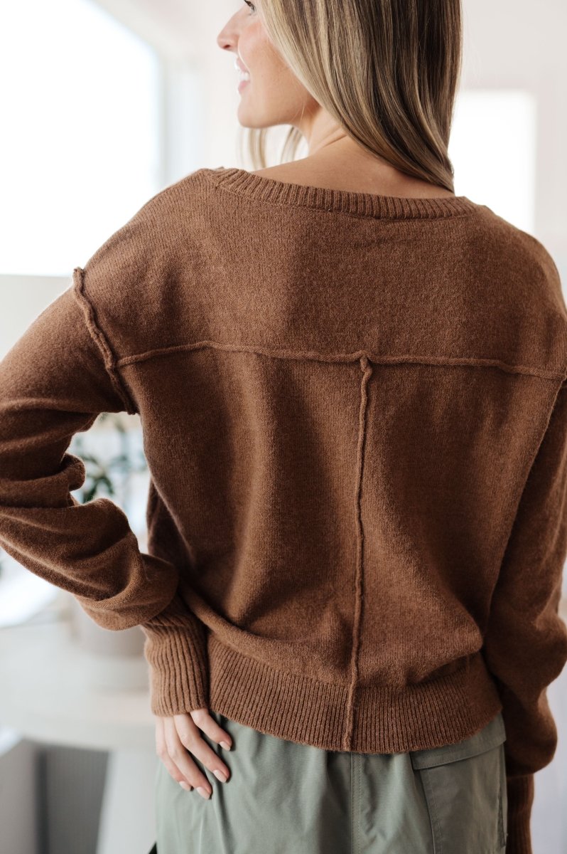 Back to Life V - Neck Sweater in Mocha