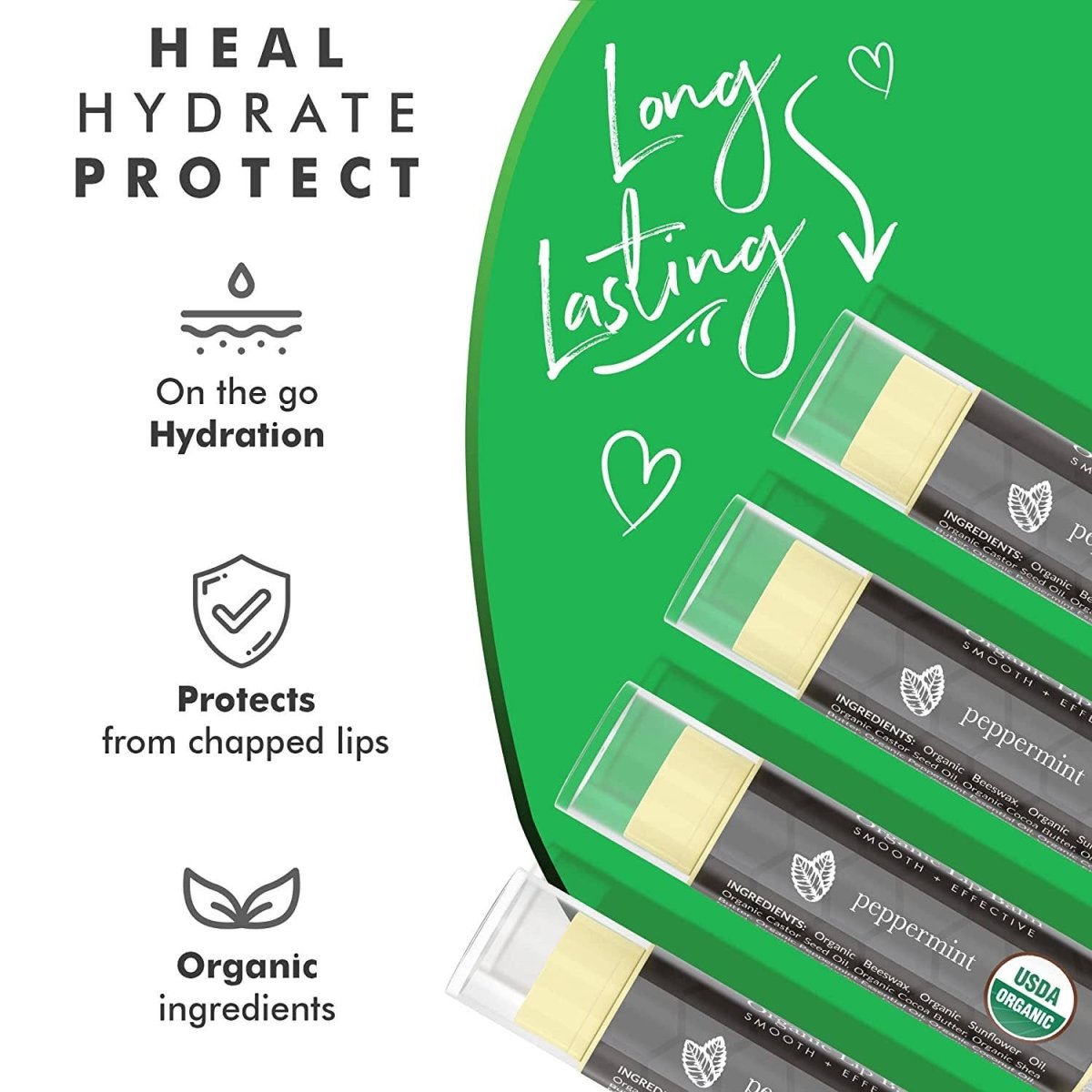 Beauty By Earth Organic Lip Balm (Pack of 4) Peppermint