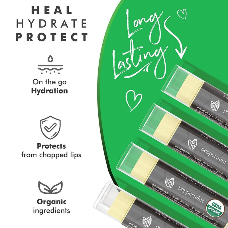 Beauty By Earth Organic Lip Balm (Pack of 4) Peppermint