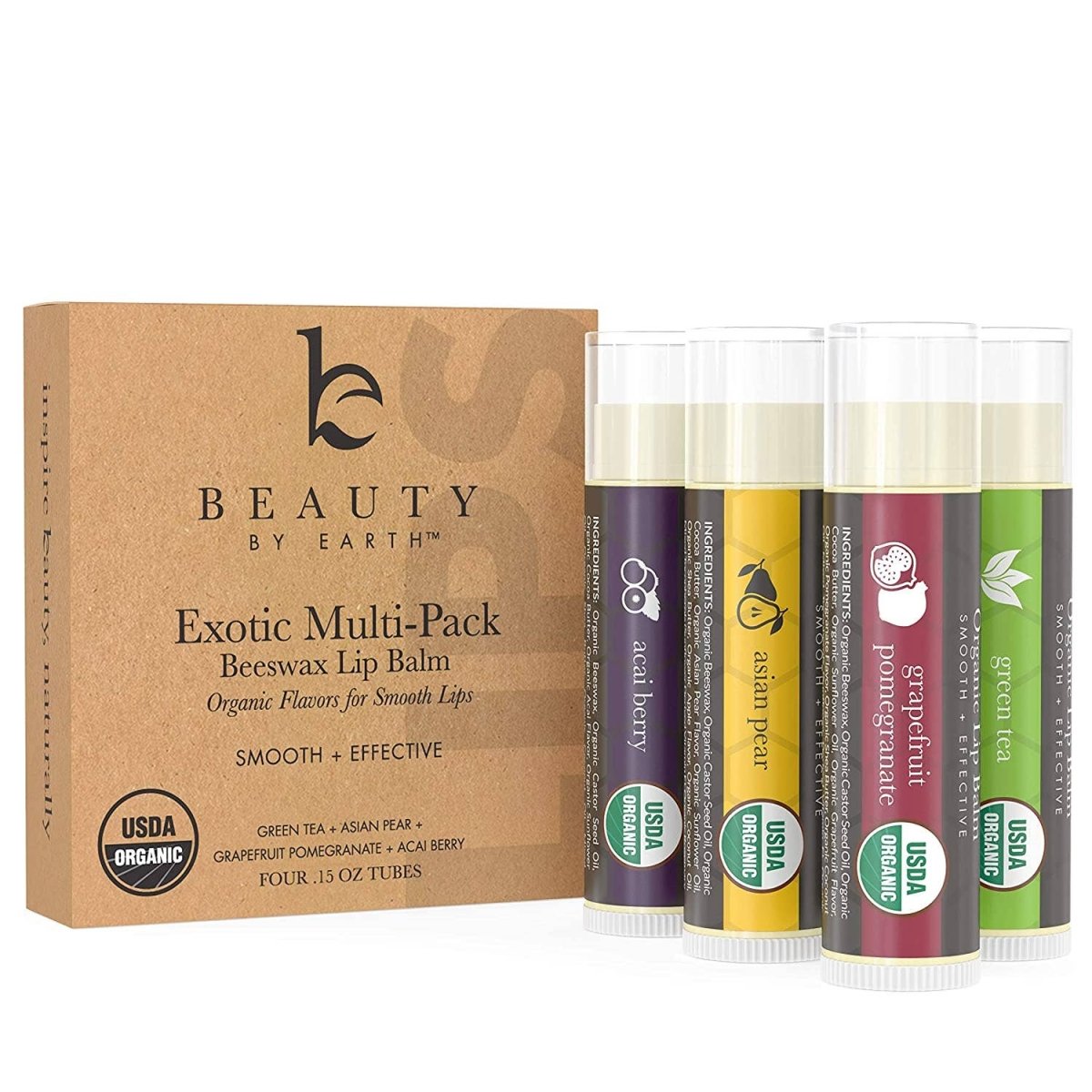 Beauty By Earth Organic Lip Balm (Pack of 4) Peppermint