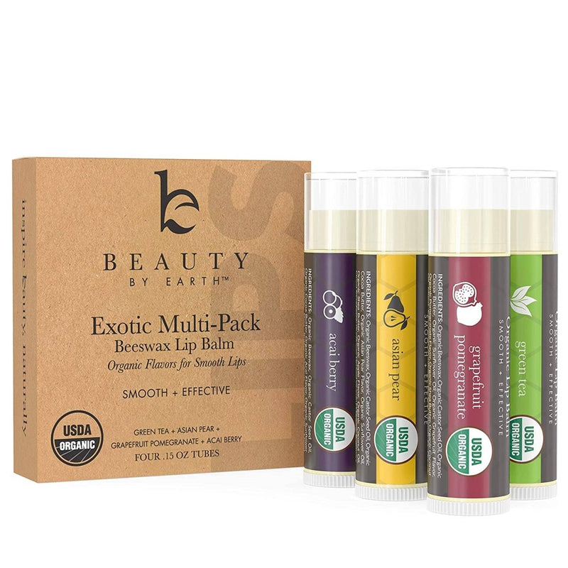 Beauty By Earth Organic Lip Balm (Pack of 4) Peppermint