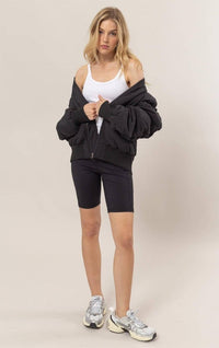 Bella Oversized Bomber Puffer Jacket - Black