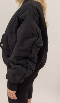 Bella Oversized Bomber Puffer Jacket - Black