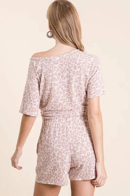 BiBi Leopard Terry Shorts With Drawstring - Minnie's Treasure Boutique