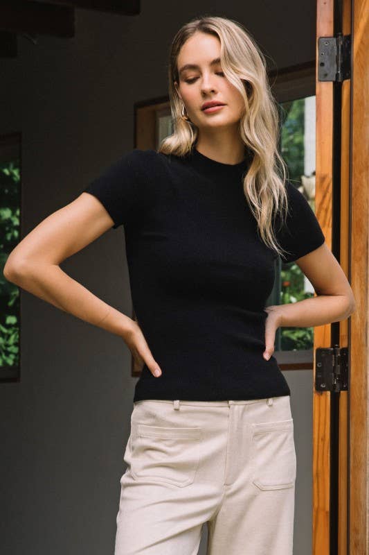 Black Soft Knit Fitted Sweater