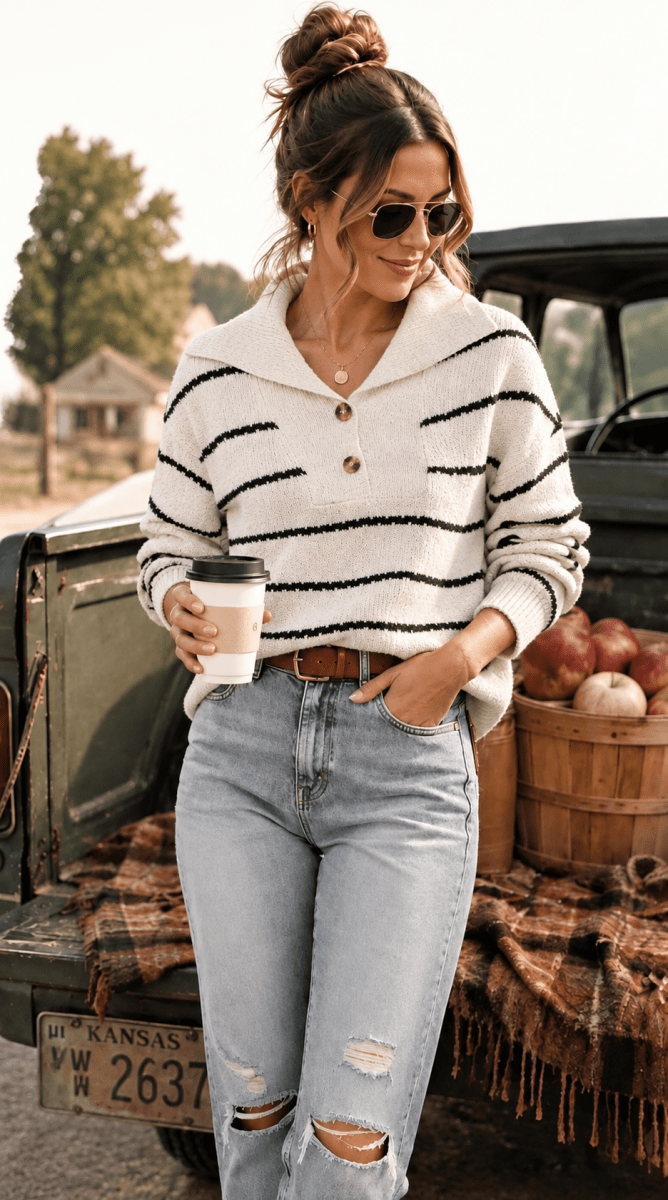 Blair Stripe Collared Sweater