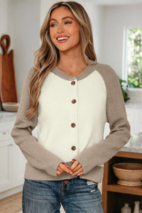 Block Button Down Cardigan