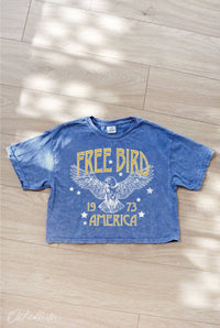 Blue Free Bird Mineral Wash Tee